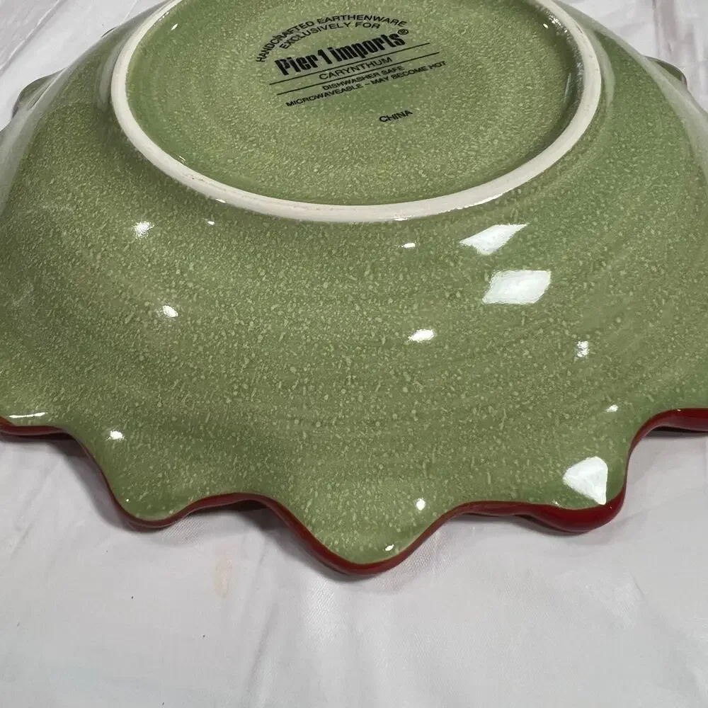 Pier 1 Carynthum Earthenware Plate 8 Inch Handcrafted Floral Dessert Dish